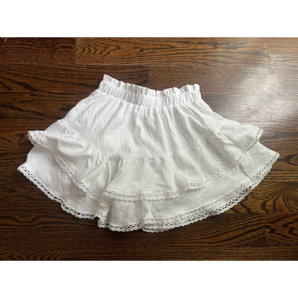 Ruffled elastic waistband skirt high rise Sz. XS white fairy romantic NWOT - Picture 3 of 7